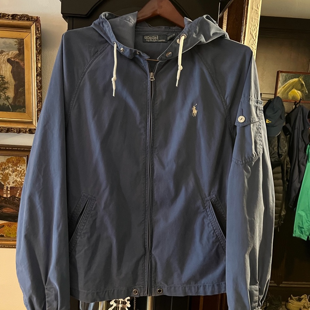 Polo by Ralph Lauren Blue Hooded Zip Windbreaker Jacket